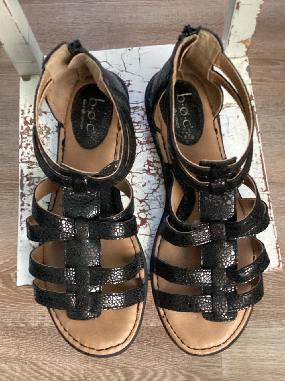 boc Black Strappy Gladiator Sandals Size 9M C90109 CBTK15